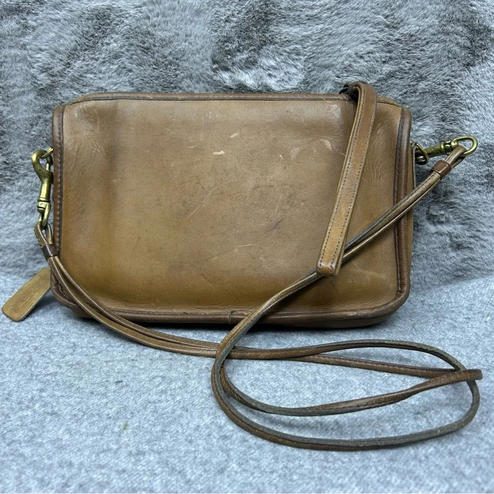 Coach Vintage 1970s Made in NYC Leather Satchel Convertible Clutch Camel 911-061 - Picture 5 of 16